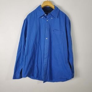 Vintage Tommy Hilfiger Shirt Men Blue Embroidered Box Logo